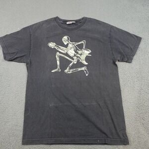 Xtreme Limit Shirt Mens Medium Black Skeleton Guitar Rock Graphic Tee Faded